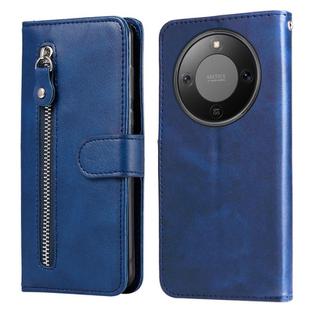 For Honor X70 5G Fashion Calf Texture Zipper Leather Phone Case(Blue)