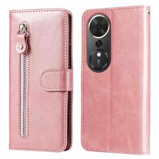 For Honor Play 70 Plus Fashion Calf Texture Zipper Leather Phone Case(Rose Gold)