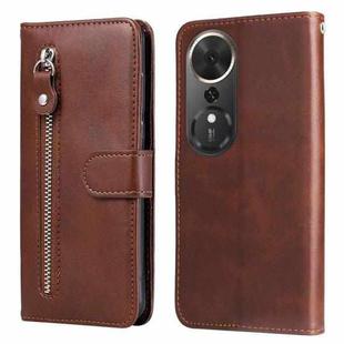 For Honor Play 70 Plus Fashion Calf Texture Zipper Leather Phone Case(Brown)