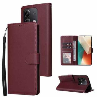 For Xiaomi Redmi Note 13 5G Multifunctional Horizontal Flip Leather Phone Case with Three Card Slot(Wine Red)