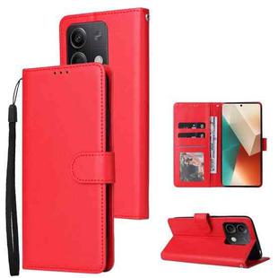 For Xiaomi Redmi Note 13 5G Multifunctional Horizontal Flip Leather Phone Case with Three Card Slot(Red)