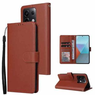 For Xiaomi Redmi Note 13 Pro 5G Multifunctional Horizontal Flip Leather Phone Case with Three Card Slot(Brown)