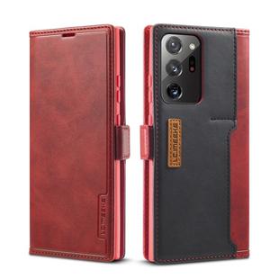 For Samsung Galaxy Note 20 LC.IMEEKE LC-001 Series PU + TPU Color Matching Frosted Horizontal Flip Leather Case with Holder & Card Slot(Red)