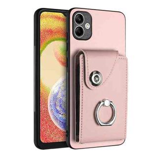For Samsung Galaxy A04 4G Organ Card Bag Ring Holder PU Phone Case(Pink)