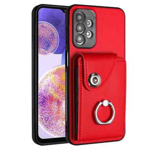 For Samsung Galaxy A13 4G Organ Card Bag Ring Holder PU Phone Case(Red)