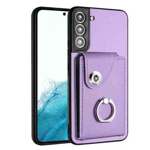 For Samsung Galaxy S22+ 5G Organ Card Bag Ring Holder PU Phone Case(Purple)