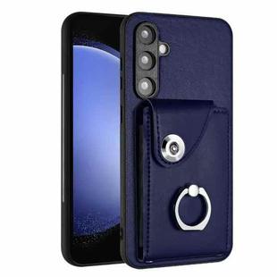 For Samsung Galaxy S23 FE 5G Organ Card Bag Ring Holder PU Phone Case(Blue)