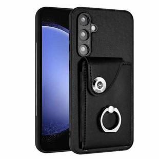 For Samsung Galaxy S23 FE 5G Organ Card Bag Ring Holder PU Phone Case(Black)