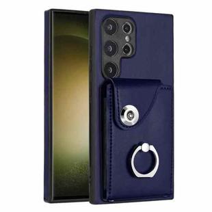 For Samsung Galaxy S24 Ultra 5G Organ Card Bag Ring Holder PU Phone Case(Blue)
