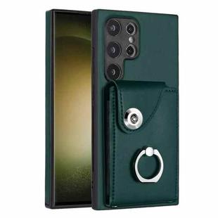 For Samsung Galaxy S24 Ultra 5G Organ Card Bag Ring Holder PU Phone Case(Green)