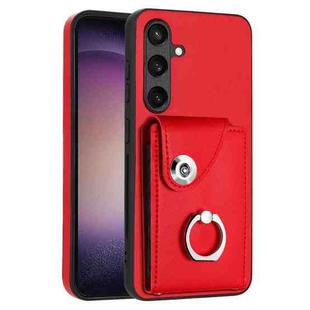 For Samsung Galaxy S24 5G Organ Card Bag Ring Holder PU Phone Case(Red)