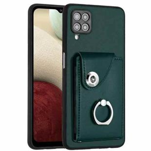 For Samsung Galaxy A12 Organ Card Bag Ring Holder PU Phone Case(Green)