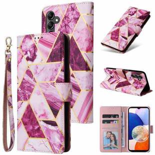 For Samsung Galaxy A15 5G Marble Bronzing Stitching Leather Phone Case(Purple)