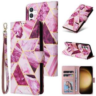 For Samsung Galaxy S24+ 5G Marble Bronzing Stitching Leather Phone Case(Purple)