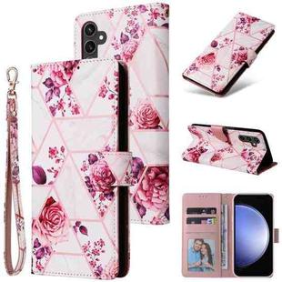 For Samsung Galaxy S23 FE 5G Marble Bronzing Stitching Leather Phone Case(Rose Gold)