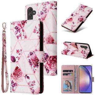 For Samsung Galaxy A55 Marble Bronzing Stitching Leather Phone Case(Rose Gold)