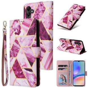 For Samsung Galaxy A05s Marble Bronzing Stitching Leather Phone Case(Purple)