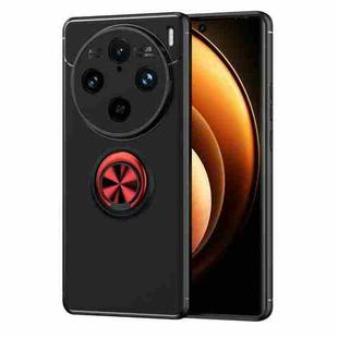 For vivo X100 Pro Metal Ring Holder TPU Phone Case(Black+Red)