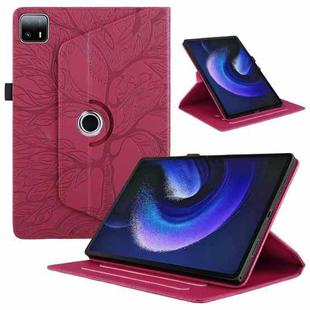 For Xiaomi Pad 6 Max 2023  Tree Life Embossed Rotation Leather Tablet Case(Red)