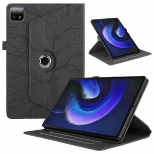 For Xiaomi Pad 6 Max 2023  Tree Life Embossed Rotation Leather Tablet Case(Black)