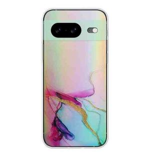 For Google Pixel 8 Laser Marble Pattern Clear TPU Phone Protective Case(Green)