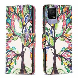 For TCL 40 SE Colored Drawing Pattern Leather Phone Case(Tree Life)