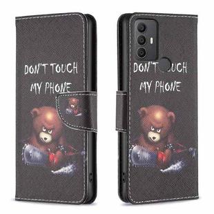 For TCL 305 / 306 / 30 SE Colored Drawing Pattern Leather Phone Case(Bear)