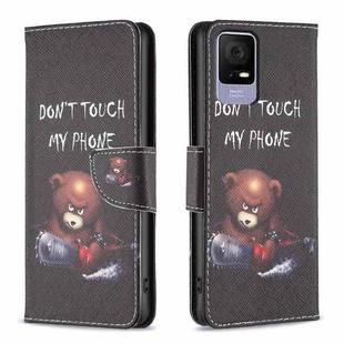 For TCL 405 Colored Drawing Pattern Leather Phone Case(Bear)