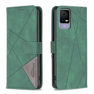 For TCL 40 SE Magnetic Buckle Rhombus Texture Leather Phone Case(Green)