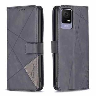 For TCL 40 SE Magnetic Buckle Rhombus Texture Leather Phone Case(Black)