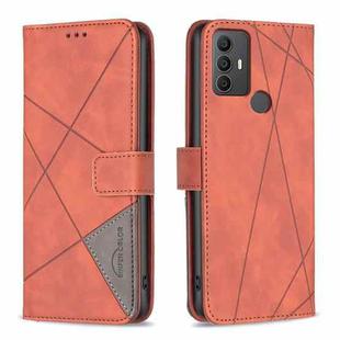For TCL 305 / 306 / 30 SE Magnetic Buckle Rhombus Texture Leather Phone Case(Brown)