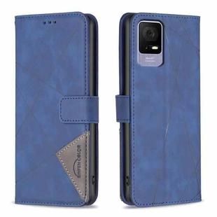 For TCL 405 Magnetic Buckle Rhombus Texture Leather Phone Case(Blue)