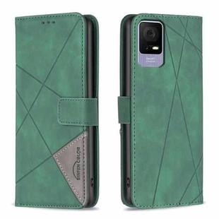 For TCL 405 Magnetic Buckle Rhombus Texture Leather Phone Case(Green)