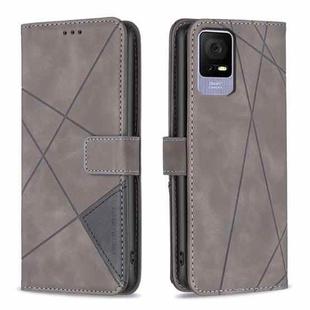 For TCL 405 Magnetic Buckle Rhombus Texture Leather Phone Case(Grey)