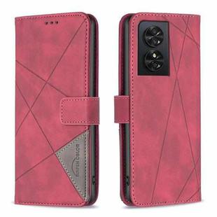 For TCL 50 SE Magnetic Buckle Rhombus Texture Leather Phone Case(Red)