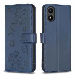 For vivo Y02s Four-leaf Embossed Leather Phone Case(Blue)
