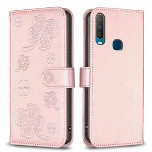 For vivo Y11 / Y12 / Y15 / Y17 Four-leaf Embossed Leather Phone Case(Pink)