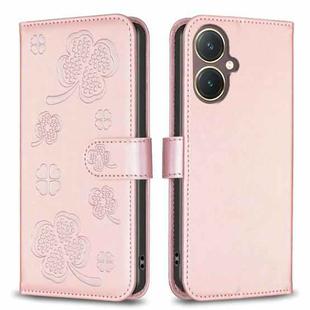 For vivo Y27 4G Four-leaf Embossed Leather Phone Case(Pink)