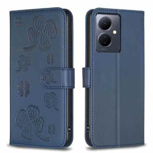For vivo Y78 5G / Y36 Four-leaf Embossed Leather Phone Case(Blue)