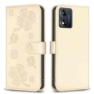 For Motorola Moto E13 4G Four-leaf Embossed Leather Phone Case(Gold)