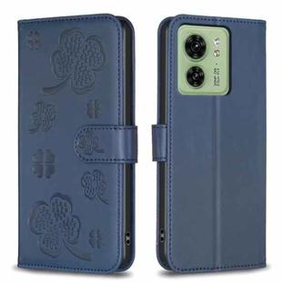 For Motorola Edge 40 5G Four-leaf Embossed Leather Phone Case(Blue)