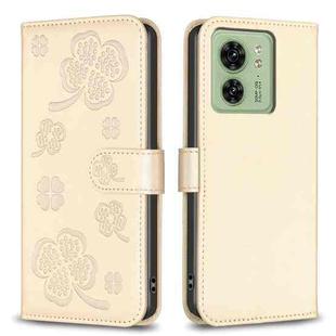 For Motorola Edge 40 5G Four-leaf Embossed Leather Phone Case(Gold)