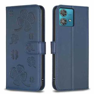 For Motorola Edge 40 Neo Four-leaf Embossed Leather Phone Case(Blue)