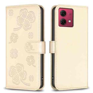 For Motorola Moto G84 Four-leaf Embossed Leather Phone Case(Gold)