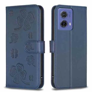 For Motorola Moto G85 Four-leaf Embossed Leather Phone Case(Blue)
