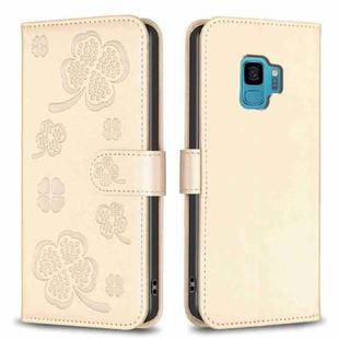 For Samsung Galaxy S9 Four-leaf Embossed Leather Phone Case(Gold)