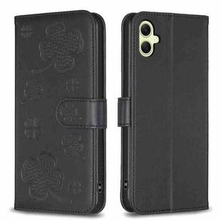 For Samsung Galaxy A05 Four-leaf Embossed Leather Phone Case(Black)