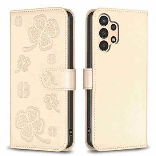 For Samsung Galaxy A13 / A04 4G Four-leaf Embossed Leather Phone Case(Gold)