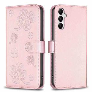 For Samsung Galaxy A15 Four-leaf Embossed Leather Phone Case(Pink)