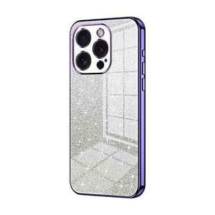 For iPhone 15 Pro Gradient Glitter Powder Electroplated Phone Case(Purple)